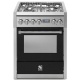 Aragaz Steel Genesi, 70X60cm, 4 arzatoare, cuptor electric multifunctional, timer, aprindere electronica, negru