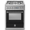 Aragaz Steel Genesi, 70X60cm, 4 arzatoare, cuptor electric multifunctional, timer, aprindere electronica, negru