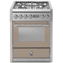 Aragaz Steel Genesi, 70X60cm, 4 arzatoare, cuptor electric multifunctional, timer, aprindere electronica, crem inchis