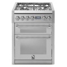 Aragaz Steel Genesi, 70X60cm, 4 arzatoare, cuptor dublu electric multifunctional, timer, aprindere electronica, inox