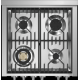 Aragaz Steel Genesi, 70X60cm, 4 arzatoare, cuptor dublu electric multifunctional, timer, aprindere electronica, inox