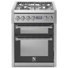 Aragaz Steel Genesi, 70X60cm, 4 arzatoare, cuptor dublu electric multifunctional, timer, aprindere electronica, mov