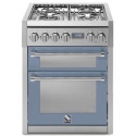 Aragaz Steel Genesi 70X60cm, 4 arzatoare, cuptor dublu electric multifunctional, timer, aprindere electronica, celeste