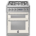 Aragaz Steel Genesi 70X60cm, 4 arzatoare, cuptor dublu electric multifunctional, timer, aprindere electronica, crem inchis
