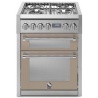 Aragaz Steel Genesi, 70X60cm, 4 arzatoare, cuptor dublu electric multifunctional, timer, aprindere electronica, crem inchis