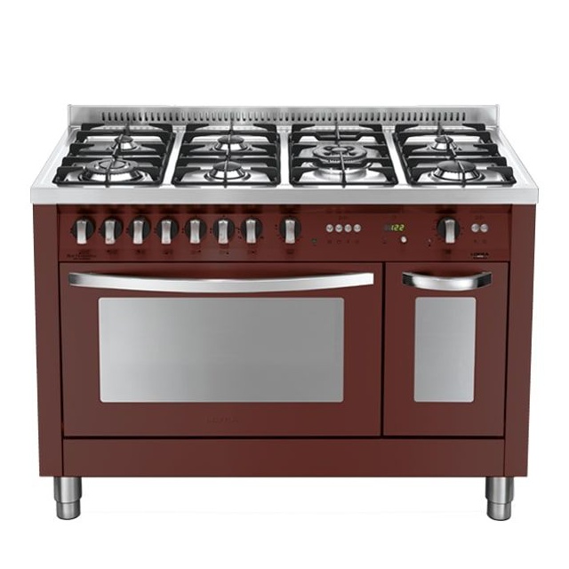 Aragaz Lofra Special120 PRD126GV+E/2CI, gaz, 120x60cm, 7 arzatoare, 2 cuptoare, grill electric, timer, rosu