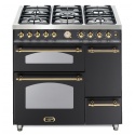 Aragaz Lofra Dolcevita90 RNM96MF2ET/CIF, 90x60cm, 5 arzatoare, 3 cuptoare, grill electric, timer, negru