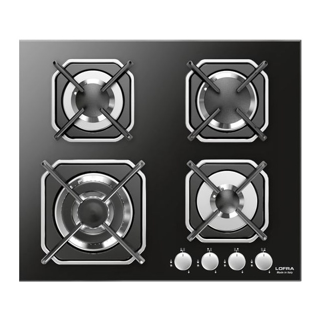 Plita incorporabila Lofra Mercurio HGB6G0, 60 cm, plita gaz, 4 arzatoare,sistem siguranta Stop-Gaz,sticla alba
