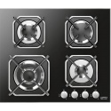 Aragaz Tecnogas P1X66M4VC, 60 cm, gaz, 4 arzatoare, grill, otel inoxidabil