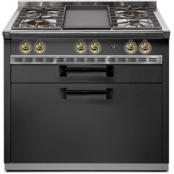 Plita profesionala cu spatii depozitare Steel Ascot A9C, 90X65 cm, 6 arzatoare, 2 sertare, aprindere electronica, crem