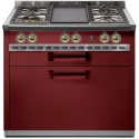 Plita profesionala cu spatii depozitare Steel Ascot A9C, 90x65 cm, 6 arzatoare, 2 sertare, aprindere electronica, rosu burgundy