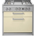 Plita profesionala cu spatii depozitare Steel Genesi G9C, 90x65 cm, 6 arzatoare, 2 sertare, aprindere electronica, crem