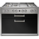 Plita profesionala cu spatii depozitare Steel Genesi G12C 120x65 cm, 6 arzatoare, 2 sertare,aprindere electronica, negru