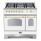 Set Aragaz Lofra Dolcevita RBPD96MFTE/CI, 90x60cm, gaz, 5 arzatoare, cuptor dublu+Splash Back 90+Hota Dolcevita 90, alb perlat