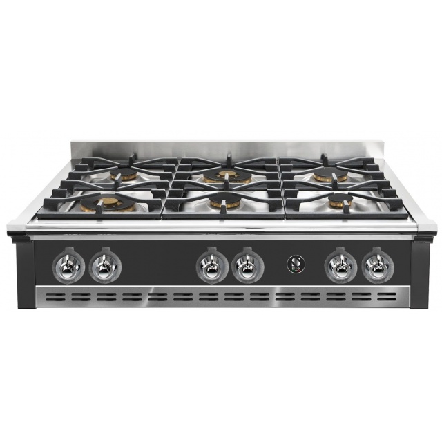Plita incorporabila cooktop STEEL Ascot, 90 cm , 6 arzatoare, aprindere electrica, siguranta gaz, negru antracit
