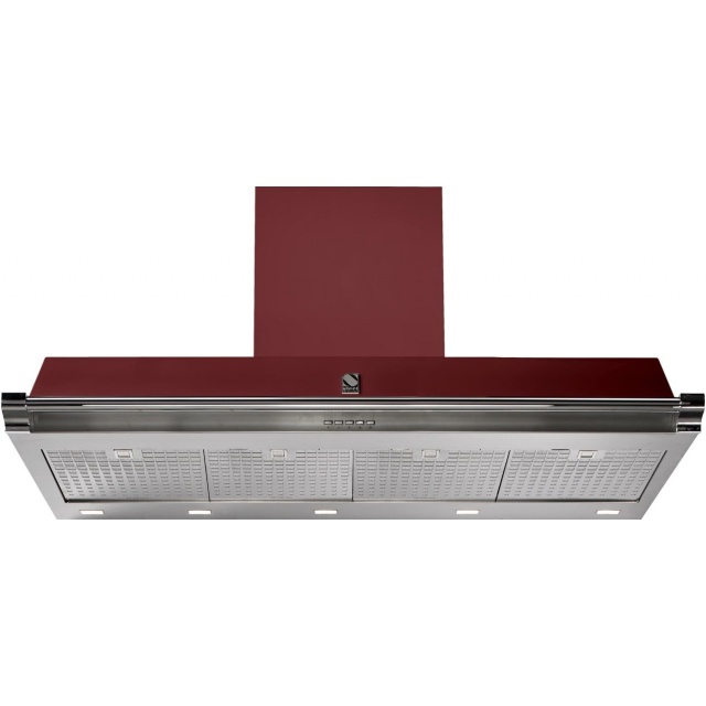 Hota decorativa STEEL Ascot 120, 120 cm, 1 motor, 4 viteze, 900 m3/h, panou control soft touch, inox / visiniu