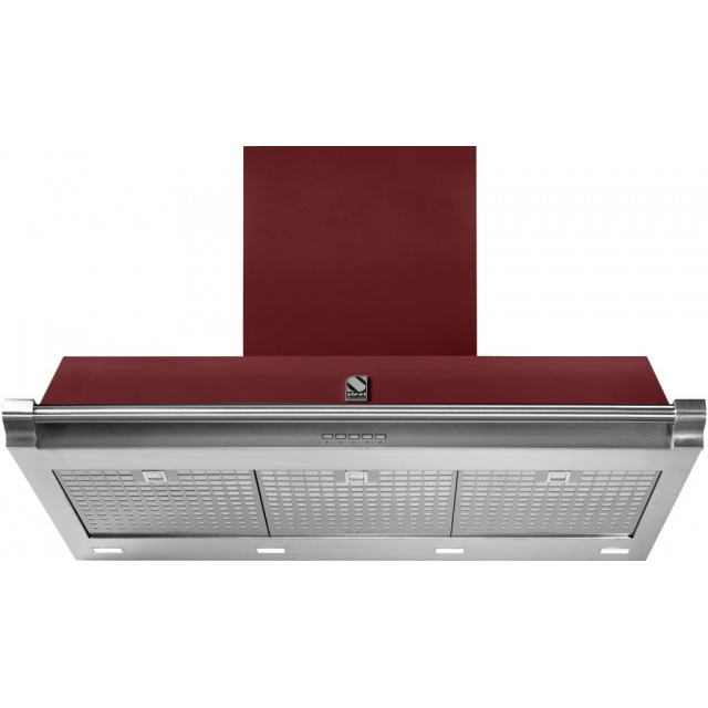 Hota decorativa STEEL Ascot 90, 90 cm, 1 motor, 4 viteze, 900 m3/h, panou control soft touch, inox / visiniu