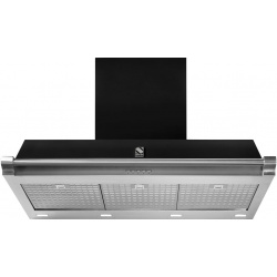Hota decorativa STEEL Oxford 90, 90 cm, 1 motor, 4 viteze, 900 m3/h, panou control soft touch, inox / negru