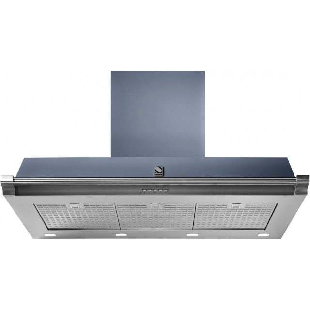 Hota decorativa STEEL Oxford 90, 90 cm, 1 motor, 4 viteze, 900 m3/h, panou control soft touch, inox / visiniu