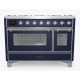 Aragaz ILVE Majestic M12N, 120x70cm, 8 arzatoare, cuptor dublu, aprindere electronica, siguranta Stop- Gaz, albastru