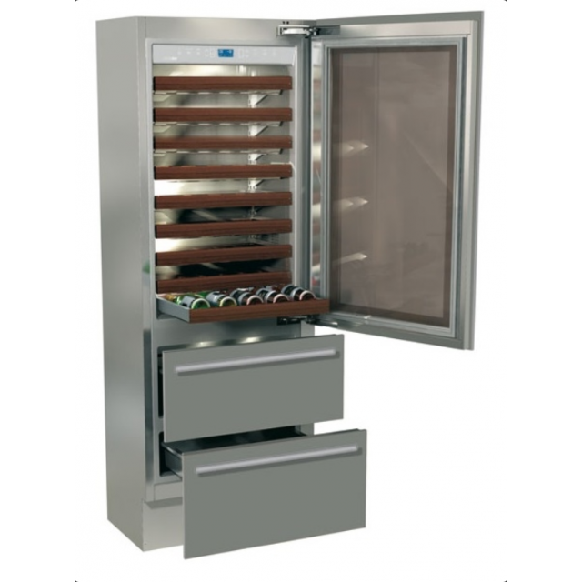 Vitrina frigorifica incorporabila vinuri, Fhiaba Classic60 KI7490HWT3, 2 zone temperatura, clasa A+, 170 l, inox