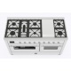 Aragaz ILVE Majestic M15N, 150x70cm, 7 arzatoare + placa Fry Top, cuptor dublu, aprindere electronica, siguranta Stop Gaz, alb