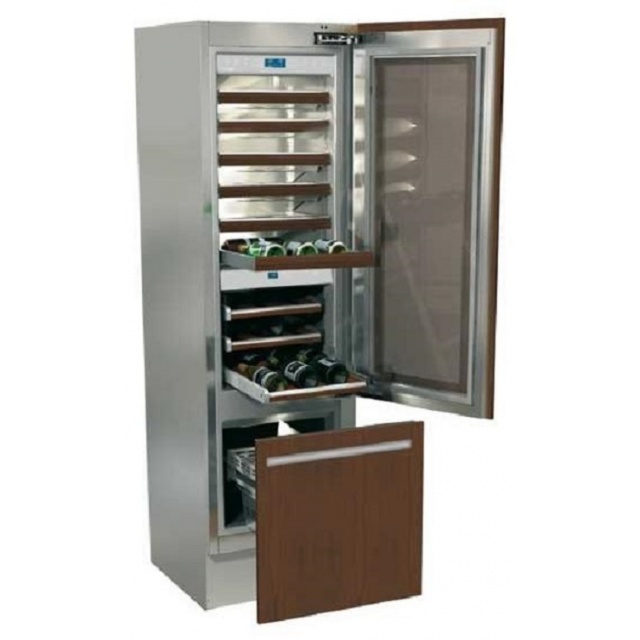 Vitrina frigorifica incorporabila vinuri, Fhiaba Integrated 70 G5991TWT3, 3 zone de temperatura, clasa A+, 218 l, inox