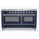 Aragaz ILVE Majestic M15N,150x70cm,7 arzatoare + Coupe de Feu, cuptor dublu, aprindere electronica, siguranta Stop Gaz,albastru