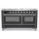Aragaz ILVE Majestic M15N,150x70cm,7 arzatoare + Coupe de Feu, cuptor dublu, aprindere electronica, siguranta Stop Gaz,negru mat