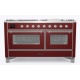 Aragaz ILVE Majestic M15N,150x70cm, 7 arzatoare + Coupe de Feu, cuptor dublu, aprindere electronica, siguranta Stop Gaz, rosu