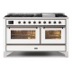 Aragaz ILVE Majestic M15N,150x70cm, 5 arzatoare+Coupe de Feu+Fry Top, cuptor dublu, aprindere electronica, siguranta gaz, alb