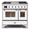 Aragaz ILVE Majestic MD10N, 100x70cm, 6 arzatoare, cuptor dublu, aprindere electronica, siguranta gaz, alb