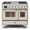 Aragaz ILVE Majestic MD10N, 100x70cm, 6 arzatoare, cuptor dublu, aprindere electronica, siguranta gaz, alb antic