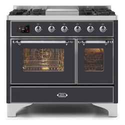 Aragaz ILVE Majestic MD10N, 100x70cm, 6 arzatoare, cuptor dublu, aprindere electronica, siguranta gaz, antracit