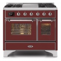Aragaz ILVE Majestic MD10N, 100x70cm, 6 arzatoare, cuptor dublu, aprindere electronica, siguranta gaz, rosu