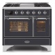 Aragaz ILVE Majestic MD10N, 100x70cm, 4 arzatoare+ Fry Top, cuptor dublu, aprindere electronica, siguranta gaz, antracit