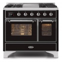Aragaz ILVE Majestic MD10N, 100x70cm, 4 arzatoare+Coupe de Feu, cuptor dublu, aprindere electronica, siguranta gaz, negru
