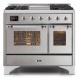 Aragaz ILVE Majestic MD10N, 100x70cm, 4 arzatoare+Coupe de Feu, cuptor dublu, aprindere electronica, siguranta gaz, inox