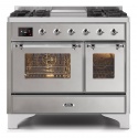Aragaz ILVE Majestic MD10N, 100x70cm, 4 arzatoare+Coupe de Feu, cuptor dublu, aprindere electronica, siguranta gaz, inox