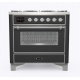 Aragaz ILVE Majestic M09N, 90x70cm, 4 arzatoare +Fry Top , cuptor electric, aprindere electronica, sigurante Stop-Gaz, antracit