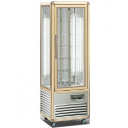 Vitrina frigorifica de cofetarie Tecfrigo Snelle 350 RBT BIS, capacitate 350 l, temperatura +5/-18°C, argintiu/auriu