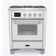 Aragaz ILVE Majestic M07N, 70x70cm, 4 arzatoare, cuptor electric, aprindere electronica, siguranta Stop-Gaz, alb