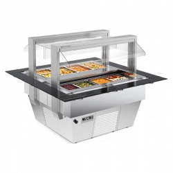 Vitrina frigorifica calda TIFFANY 6.0 M BM, temperatura +30/+90°C, argintiu