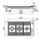 Plita incorporabila Foster Milanello 7680000,instalare FT/FTS, gaz,87 cm, 3 arzatoare, aprindere electrica, siguranta gaz, inox