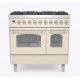 Aragaz ILVE Nostalgie PD09N, 90x60cm, 6 arzatoare, cuptor dublu, aprindere electronica, siguranta Stop Gaz, alb antic