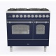Aragaz ILVE Nostalgie PD09N, 90x60cm, 6 arzatoare, cuptor dublu, aprindere electronica, siguranta Stop Gaz, albastru
