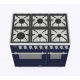 Aragaz ILVE Nostalgie PD09N, 90x60cm, 6 arzatoare, cuptor dublu, aprindere electronica, siguranta Stop Gaz, albastru