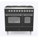 Aragaz ILVE Nostalgie PD09N, 90x60cm, 6 arzatoare, cuptor dublu, aprindere electronica, siguranta Stop Gaz,negru antracit