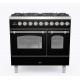 Aragaz ILVE Nostalgie PD09N, 90x60cm, 6 arzatoare, cuptor dublu, aprindere electronica, siguranta Stop Gaz,negru