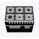 Aragaz ILVE Nostalgie PD09N, 90x60cm, 6 arzatoare, cuptor dublu, aprindere electronica, siguranta Stop Gaz,negru